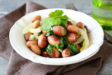 Delicious beans with onion and cilantro