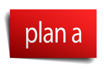 plan a red paper sign on white background