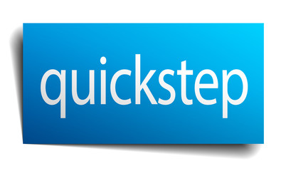 quickstep blue paper sign on white background
