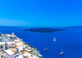 Naklejka premium in Fira the capital of Santorini island in Greece