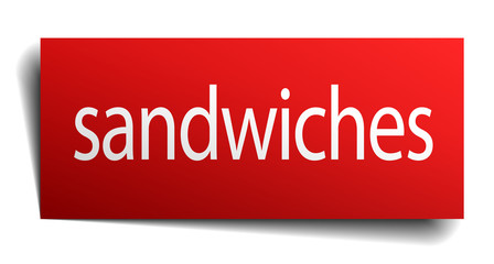 sandwiches red paper sign on white background
