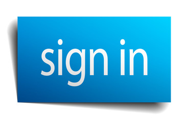 sign in blue paper sign on white background