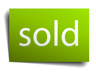 sold square paper sign isolated on white