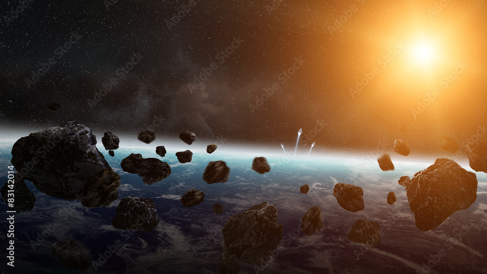 Canvas Prints meteorite impact on planet earth in space
