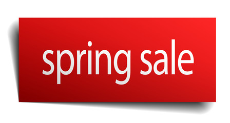 spring sale red paper sign isolated on white