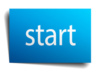 start blue paper sign on white background