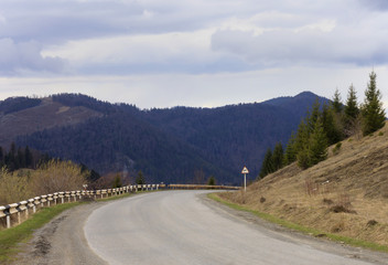 Fototapeta premium turn of road in Carpathian mountains