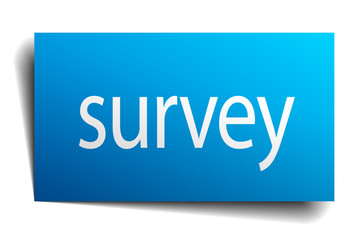 survey blue paper sign on white background