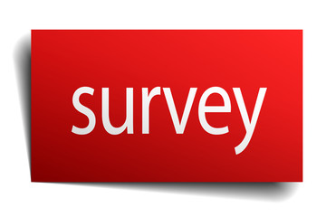 survey red paper sign isolated on white