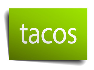 tacos square paper sign isolated on white