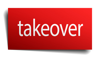 takeover red paper sign on white background