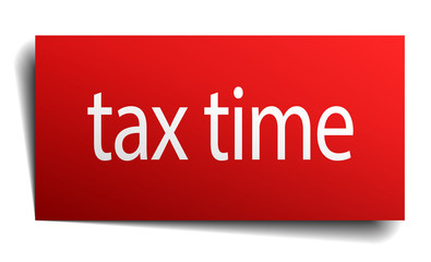tax time red paper sign on white background