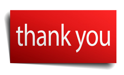 thank you red paper sign on white background