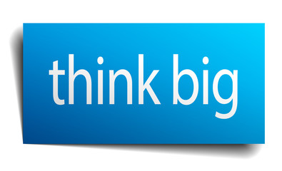 think big blue paper sign isolated on white