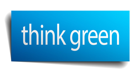 think green blue paper sign isolated on white