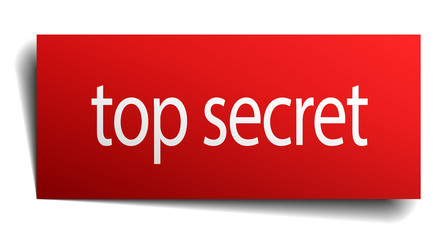 top secret red paper sign on white background