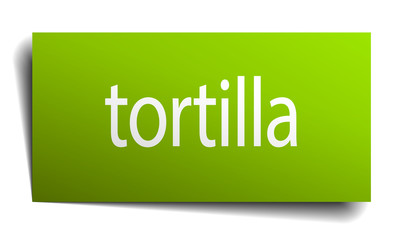 tortilla square paper sign isolated on white