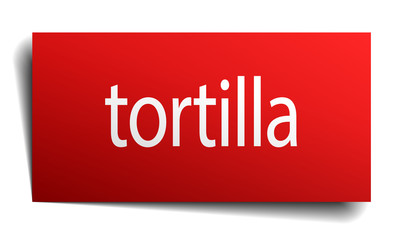 tortilla red paper sign on white background