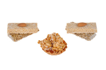 Kozinaki, nuts isolated on white