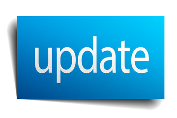 update blue paper sign isolated on white