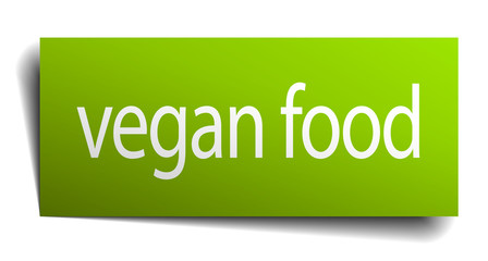 vegan food square paper sign isolated on white