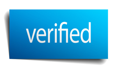 verified blue paper sign isolated on white