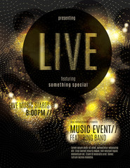 Sparkling gold live music poster template