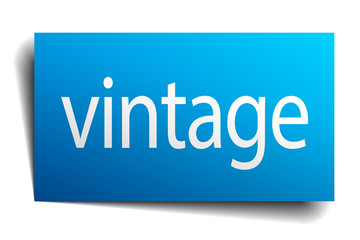 vintage blue paper sign isolated on white
