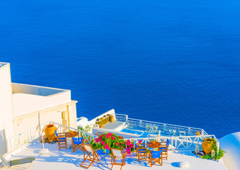 Obraz premium in Oia the most beautiful village of Santorini island in Greece