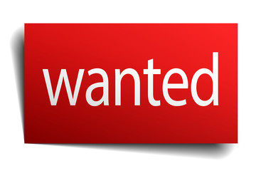 wanted red paper sign on white background
