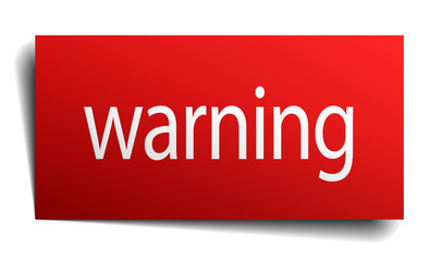 warning red square isolated paper sign on white