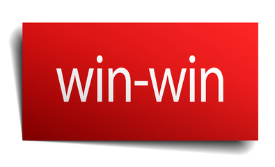 win-win red square isolated paper sign on white