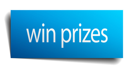win prizes blue paper sign isolated on white