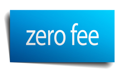 zero fee blue paper sign isolated on white