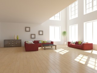 white 3d interior design