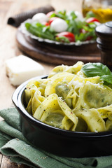 Dish of savory Italian tortellini 