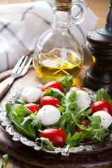 Fresh italian salad with mozzarella cheese