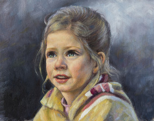 oil on canvas of a little girl - 83144462