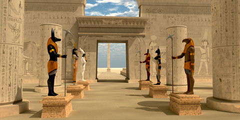 Statues in Pharaoh's Temple - obrazy, fototapety, plakaty