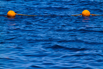 Buoys on the sea. Egypt. Shallow depth of field. Toned