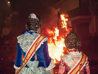 Crema in Fallas of Valencia on March 19 night all figures are bu