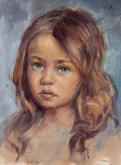 oil on canvas of a little girl - 83145837