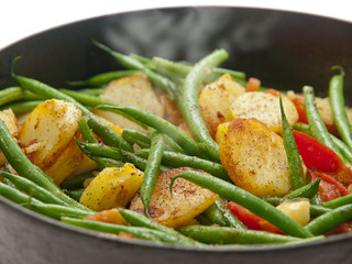 roasted potatoes and green beans