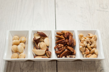 mix of nuts, para cashew brazil macadamian pecan