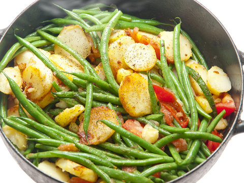 roasted potatoes and green beans