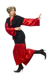 Female magician isolated on white