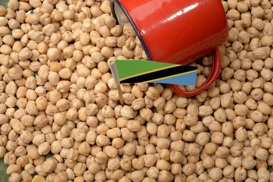 Chickpeas Or Garbanzo Beans With Tanzania Flag