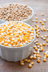 macro shot of corn, soybeans