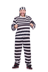 Prison inmate isolated on the white background