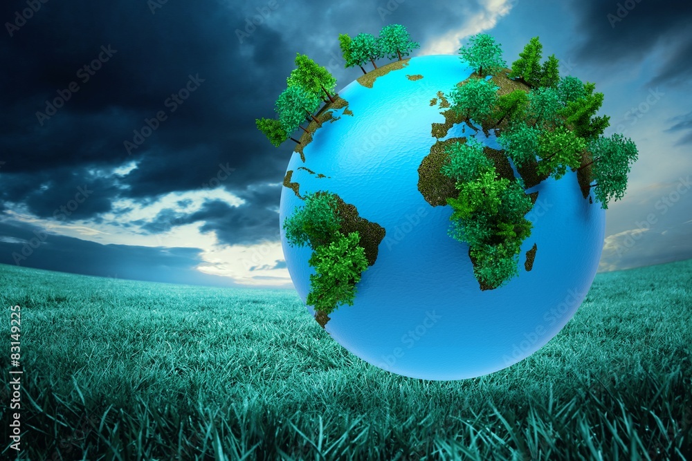 Poster composite image of earth with forest